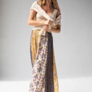 Valentina Maxi Skirt - Yellow Cream Floral Mix - XS